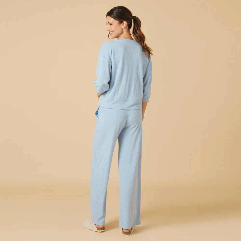 Terry Cropped Sleeve Crew Neck with Wide Leg Pant - Image 15