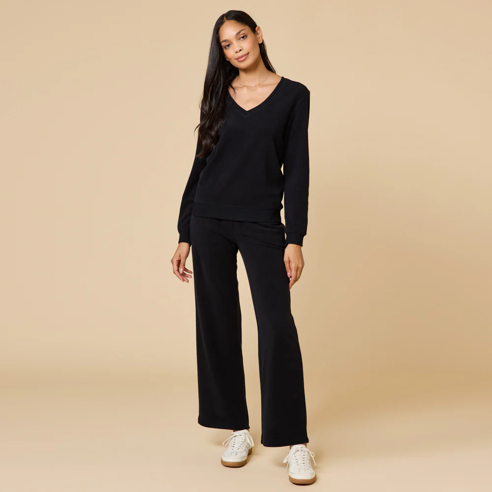 Vintage Velvet V-Neck with Wide Leg Pant - Image 6