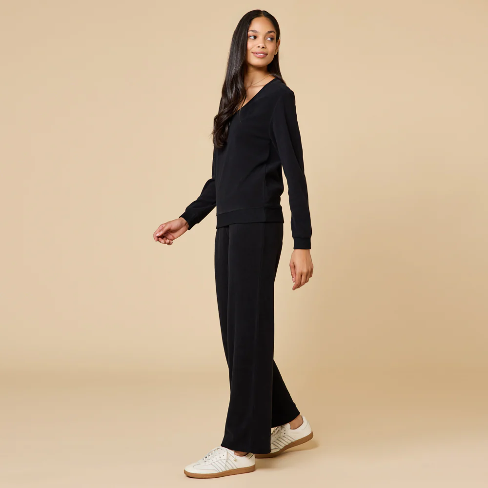 Vintage Velvet V-Neck with Wide Leg Pant - Image 9